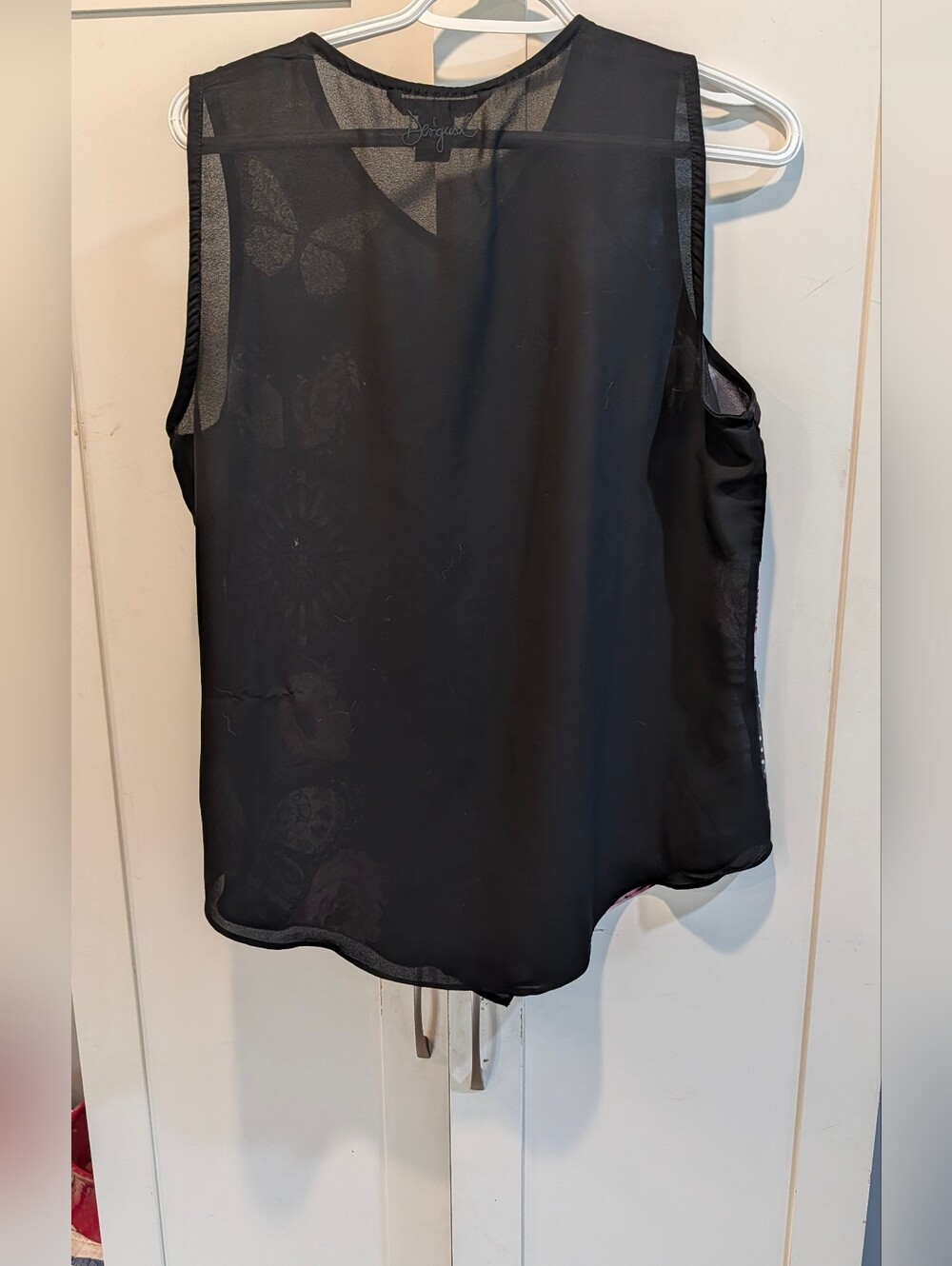 Desigual Black Floral & Butterfly Ruffle Camisole Size Xl - Picture 3 of 3